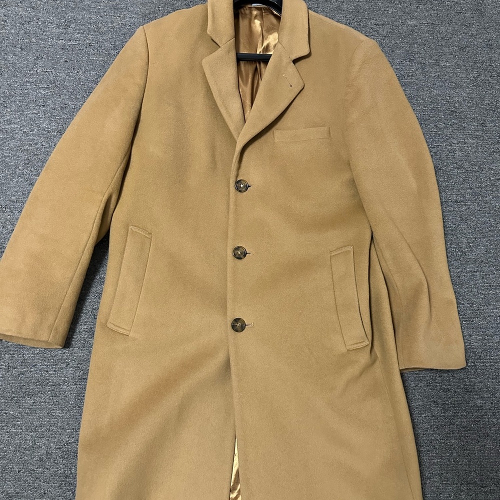Michael Kors Men's Wool Blend Modern-Fit Overcoat Camel Sz 40R